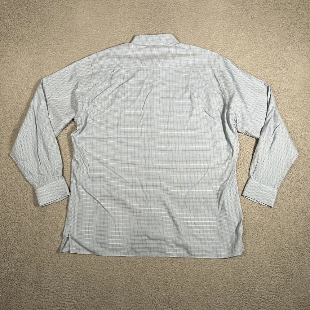 Ermenegildo Zegna Shirt Mens XL Blue Windowpane Lounge Button Up Pocket‎ Italy